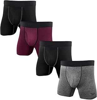 Mens Boxer Briefs - 4 Pack Stretch Performance Mens Underwear Boxers with Functional Fly Pouch (Sizes: S-XL)