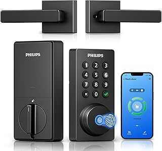 WiFi Keypad Door Lock with Handle, Built-in WiFi, APP/Voice/Fingerprint/Passcode/Key Unlock, Smart Lock for Front Door, Complete Front Door Lock Set, Keyless Entry, Digital Deadbolt, Auto-Lock