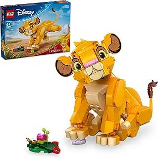 Disney Simba The Lion King Cub Building Toy - Collectible Play & Display Set - 6 Year Old Girl & Boy Birthday Gift - Detailed Model of Disney Simba - 43243