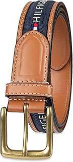 Men's Fabric Inlay Casual Belt with Classic Harness Buckle