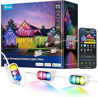 Permanent Outdoor Lights Prism, 200ft with 72 Triple-Color Lighting Heads, 100+ Scene Modes, Up to 60lm for Outdoor Decor, IP68 Waterproof, Works with Alexa, Google Assistant & Matter, White