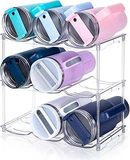 Stackable Water Bottle Organizer for Stanley 40 oz Tumbler, Water Bottle Holder for Cabinet, Pantry Kitchen Organizers and Storage for Stanley Cup Accessories, Tumbler Organizer and Wine Rack, 3Pack