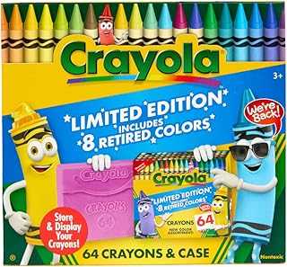Crayon Box (64 Count), With Limited Edition Colors & Plastic Case, Arts & Crafts Coloring Supplies for Kids, Back to School Essentials, Ages 3+
