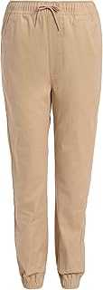 Boys' School Uniform Jogger Pants, Elastic Waistband with Drawstring Closure, Stretch Twill Fabric