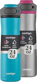 Cortland Chill 2.0 Vacuum-Insulated Stainless Steel Water Bottle, Spill-Proof Lid, Preserves Temperature for Hours, 24oz 2-Pack, Juniper & Dragonfruit, Ideal for Travel and Daily Use