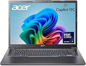 Aspire 14 AI Copilot+ PC | 14" WUXGA Display | Intel Core Ultra 7 Processor 256V | NPU: Up to 47 Tops - GPU: Up to 64 Tops | Intel ARC 140V | 16GB LPDDR5X | 1TB SSD | Wi-Fi 6E | A14-52M-72S0