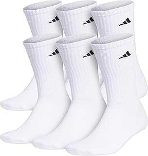 Men's Athletic Cushioned 6-Pack Crew, Cushioned Crew Socks with Arch Compression for a Secure Fit