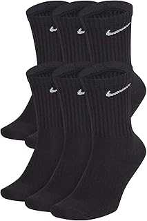 Unisex Performance Cushion Crew Socks with Band (6 Pairs), Black/White, Large