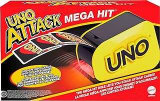 UNO Attack Mega Hit Card Game with Random-Action Launcher with Lights & Sounds & 112 Cards, Kid, Teen & Adult Game Night Gift Ages 7 Years & Older (Amazon Exclusive)
