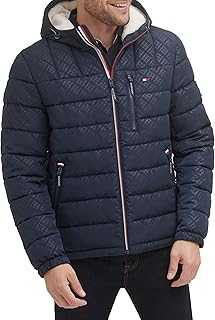 mens Midweight Sherpa Lined Hooded Water Resistant Puffer Jacket