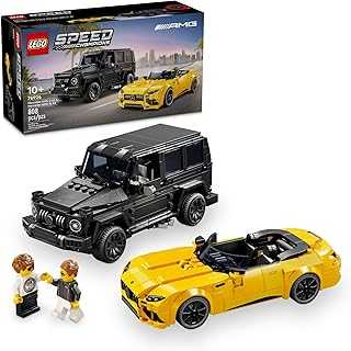 Speed Champions Mercedes-AMG G 63 & Mercedes-AMG SL 63 F1 Toy Car, Formula 1 Vehicle Set for Kids, 2 Building Sets with 2 Driver Minifigures, Convertible Toy Car Gift for Boys and Girls, 76924