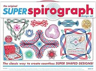 Super 50th Anniversary Set –Arts and Crafts, Kids Toys, Art Supplies, Craft Supplies, Drawing Kit, Spiral Art, Classic Gear Design Kit, Case, Pens, Design Sheet Included, Ages 8+