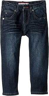Boys 5-Pocket Stretch Slim Straight Leg Denim Jean, Zipper Fly & Button Closure