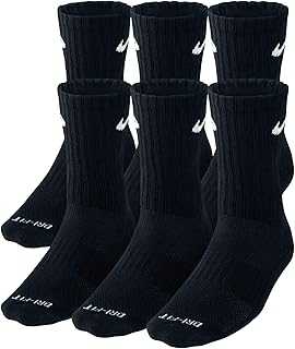 Unisex Dri-Fit Crew 6-Pair Pack Black/(White) LG (Men's Shoe 8-12, Women's Shoe 10-13)