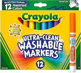 Broad Line Markers (12 Count), Washable Markers for Kids, Assorted, Back to School Essentials, Teacher Classrooms Must Have, School Supplies, 3+