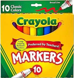 587722 Non-Washable Markers, Broad Point, Classic Colors, 10/Set