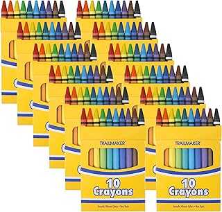 12 Pack Bulk Crayons | Washable Beeswax Bright Color Crayons Bulk Individual Packs, 10 Per Box, 12 Boxes Bundle Art Set Crayons for Kids, Classrooms, Restaurants