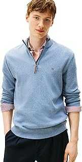 Men's Long Sleeve Cotton Quarter Zip Pullover Sweater