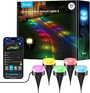 Outdoor Ground Lights 2, 50ft Patio Decorations, 15 Pack RGBIC Pathway Lights with 100LM Warm White, IP67 Waterproof, 63 Scene Modes, Works with Alexa, Google Assistant