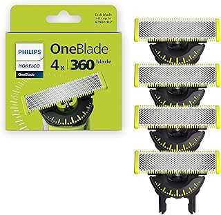 Philips Norelco OneBlade 360 Blades, Genuine Replacement Blades for OneBlade Electric Shaver and Trimmer, 4 Pack, QP440/80