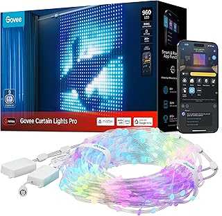 Curtain Lights Pro, Upgraded 960 LEDs Smart Color Changing LED Curtain Lights with AIGC, Dynamic DIY String Lights for Bedroom Living Room Holiday Decor, Outdoor IP67 Waterproof, 5.41×5.77ft