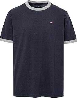 Boys' Short Sleeve Solid Ringer Crew Neck T-Shirt, Soft, Comfortable, Relaxed Fit