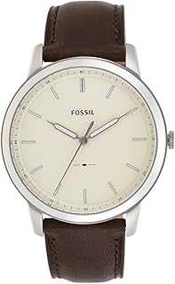 Men's Minimalist Quartz Stainless Steel and Leather Three-Hand Watch