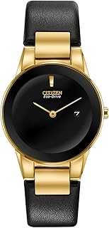 Ladies Eco-Drive Modern Axiom Watch, Black Leather Strap, Black Dial, 2 Hand, Date (Model: GA1052-04E)