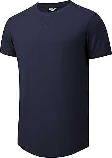 Mens Tall T Shirts Lightweight Cotton Longline Short Sleeve T-Shirt Tee