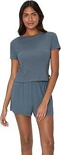 womens Originals 2-piece Lounge Set, Supersoft Cropped Baby Doll Tee & Sleep Shorts Loungewear Set