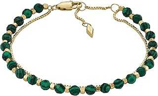 Women's Stainless Steel Gold-Tone Beaded Bracelet