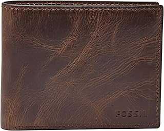 Men's Derrick RFID-Blocking Leather Bifold Wallet with Flip ID Window for Men