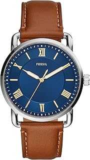 Men's Copeland Quartz Stainless Steel and Leather Three-Hand Watch