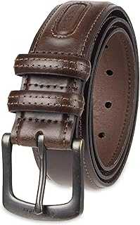 Men's Leather Classic Brown & Tan Casual Belt for Jeans, Khakis, Chinos