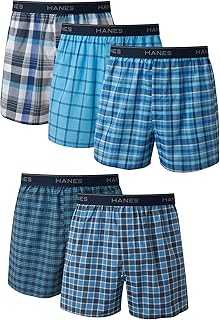 Men's Ultimate Underwear Boxers Pack, 5-Pack, Cotton-Blend Plaid Boxers for Men, Everyday Underwear
