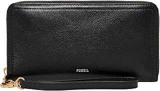 Women's Logan Leather RFID-Blocking Zip Around Clutch Wallet with Wristlet Strap for Women