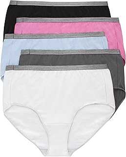 womens Just My Size Brief Underwear, Cotton Stretch Brief Panties, Plus Sizes, 5-pack