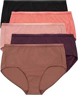 Women's Just My Size Briefs, Breathable Mesh Plus Size Brief Underwear, No-Show Panties, 5-Pack