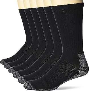 Men's Work Socks, Cushioned Crew Socks, Moisture-Wicking Socks & Odor Control, Black & White, 6 & 12 Pack Available